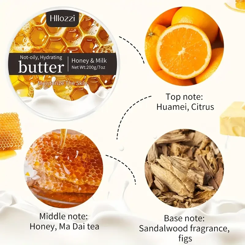 Hllozzi Honey & Milk Hydrating Body Butter, 7oz