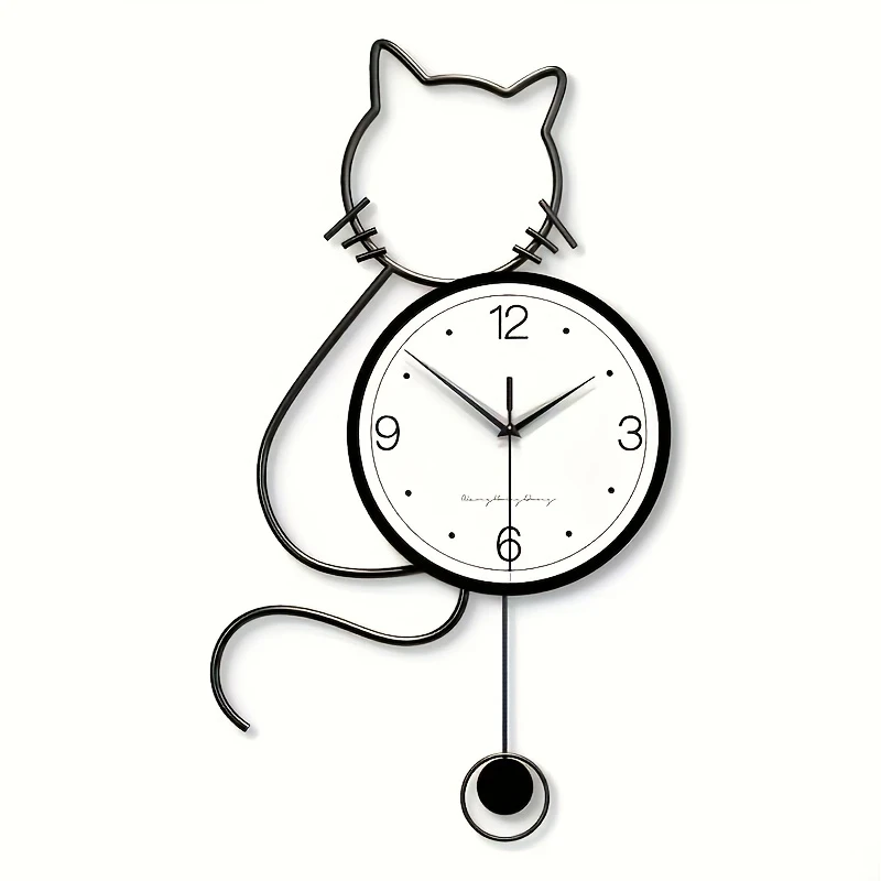 Creative Cat Wall Clock  Nordic Minimalist Silent Design, Perfect for Home and Office Decoration, Ideal Holiday Gift Choice