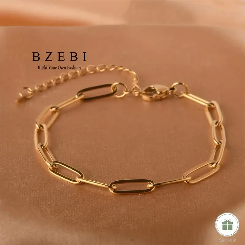 BZEBI Adjustable Golden Link Bracelet for Women