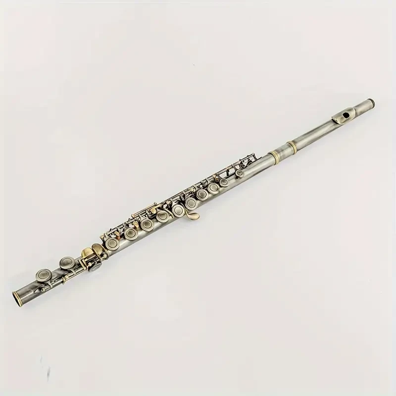 KALUOLIN Soprano C Key Flute, 16 Closed Hole, E Mechanism, Brushed Copper Surface, Professional Flute with Leather Case