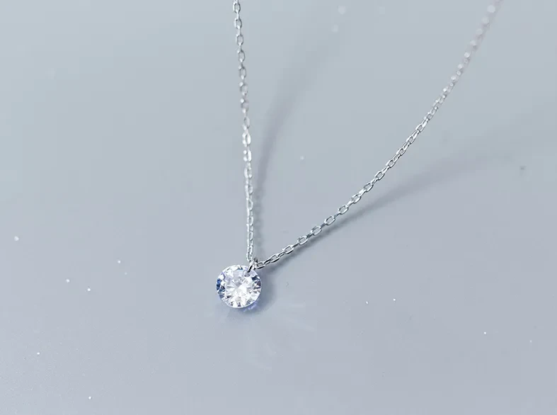 S925 Silver Necklace Pendant Female Diamond Necklace Simple Short Clavicle Chain