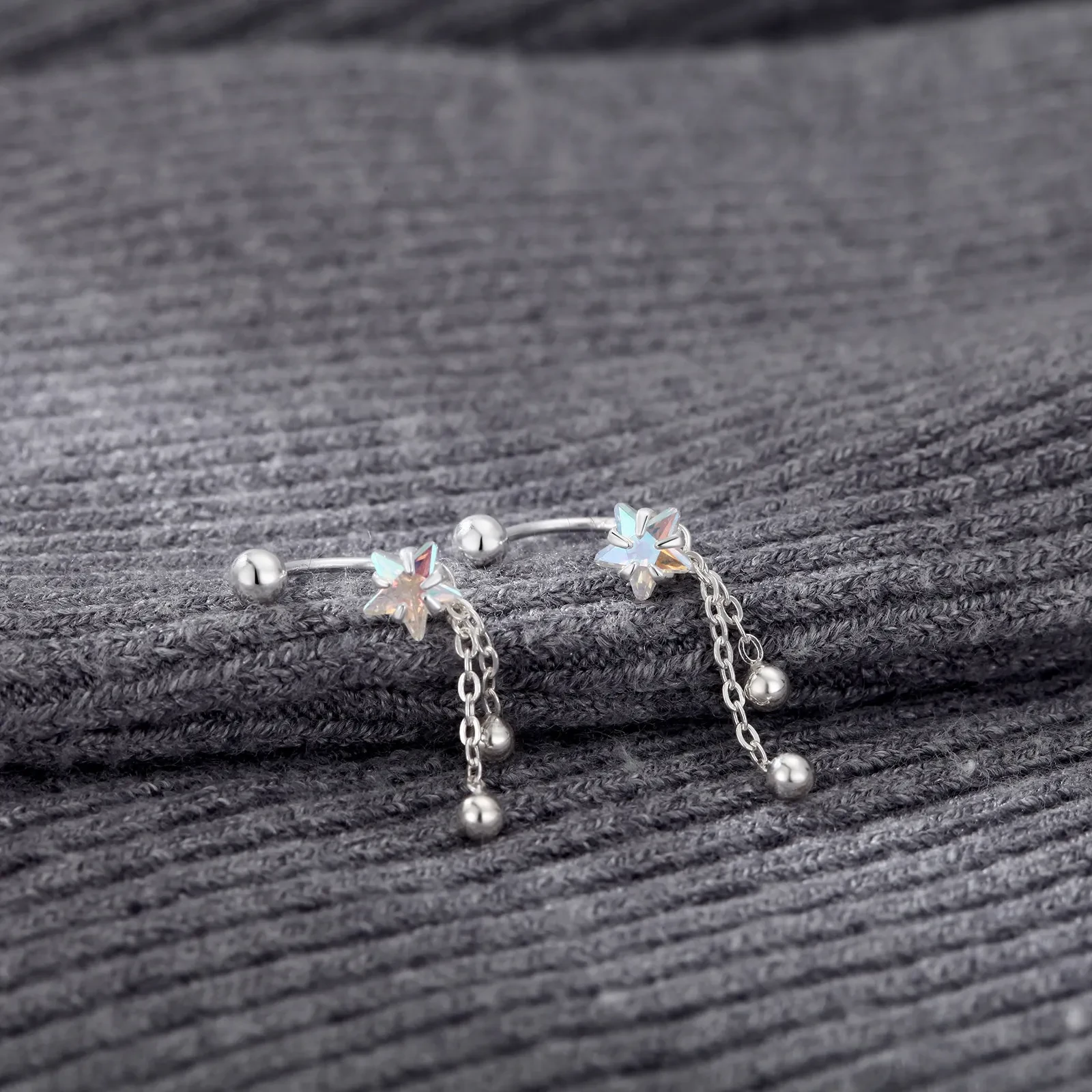 S999 Sterling Silver Screw Tightening Buckle XINGX Tassel Ear Bone Stud Earrings