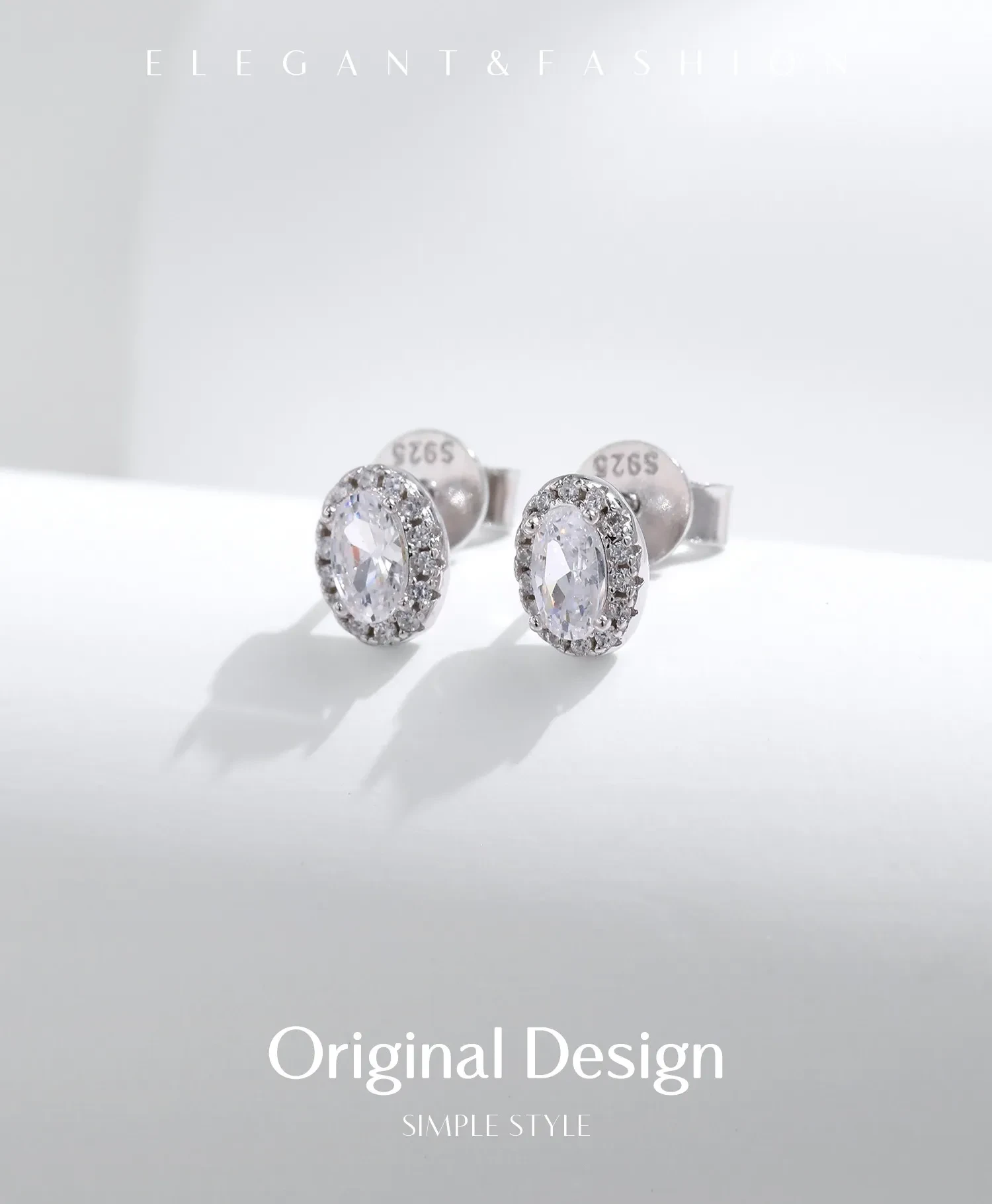 S925 Silver Super Shiny Geometric Full Diamond Earrings