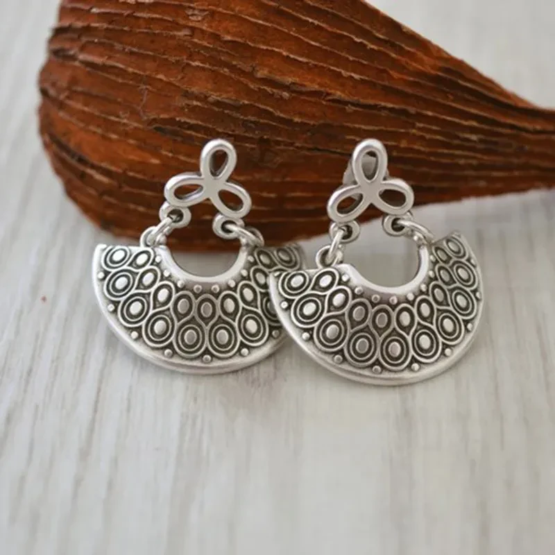 Creative Geometric Carved Fan-shaped Hollow Stud Earrings