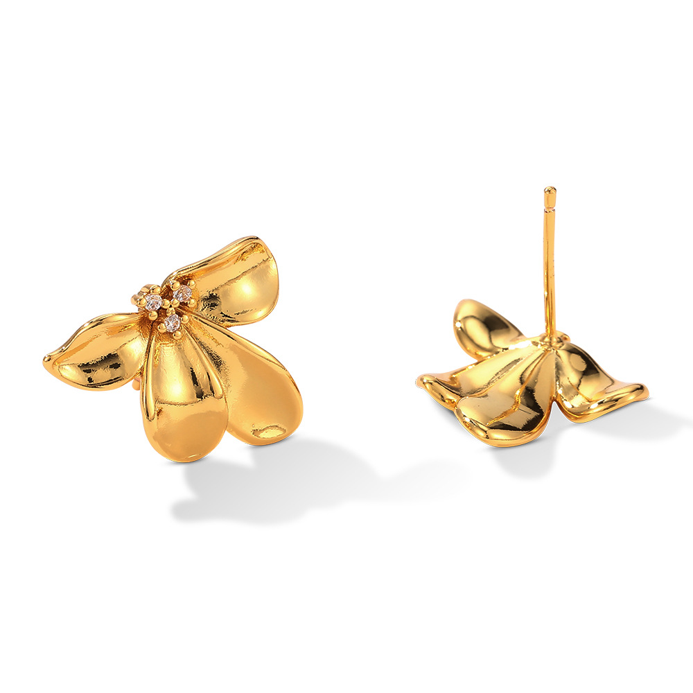Copper French Metal Flower Earrings