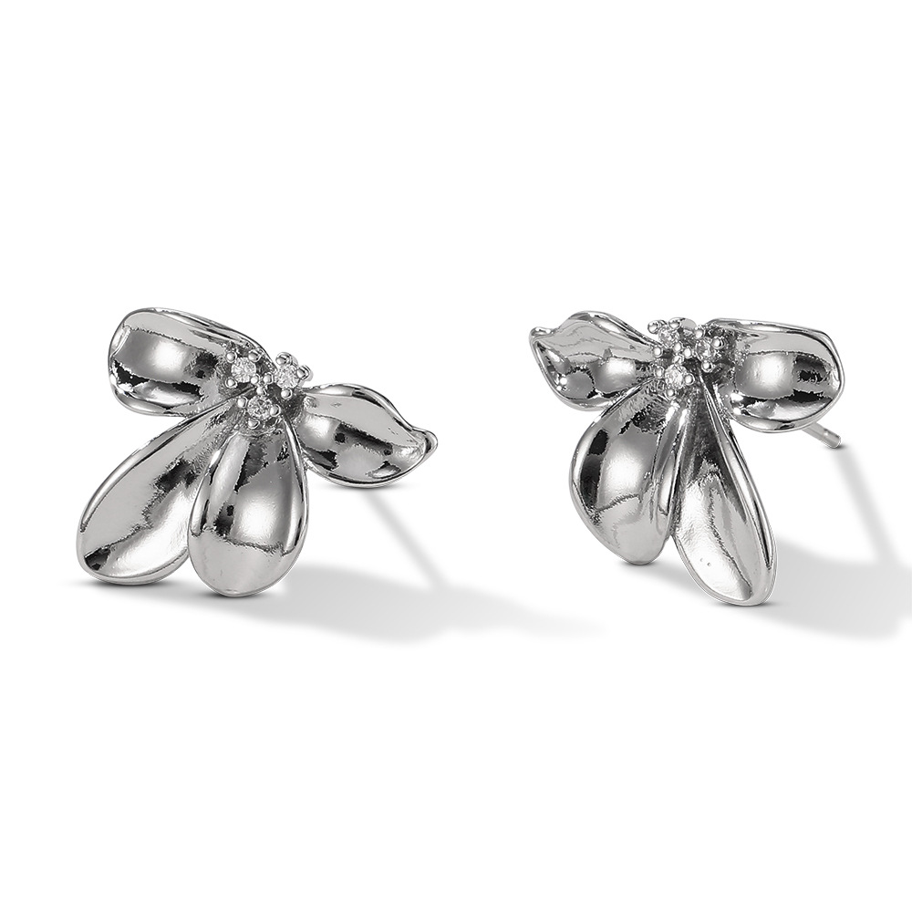 Copper French Metal Flower Earrings