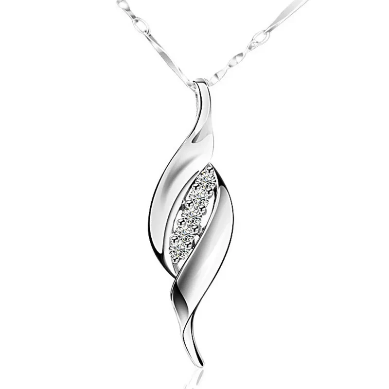 Silver-plated double willow leaf pendant