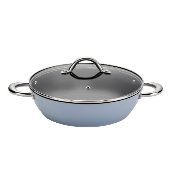 Easycook Blue Non-stick Induction Casserole 28cm3.59l with glass lid - Wiltshire