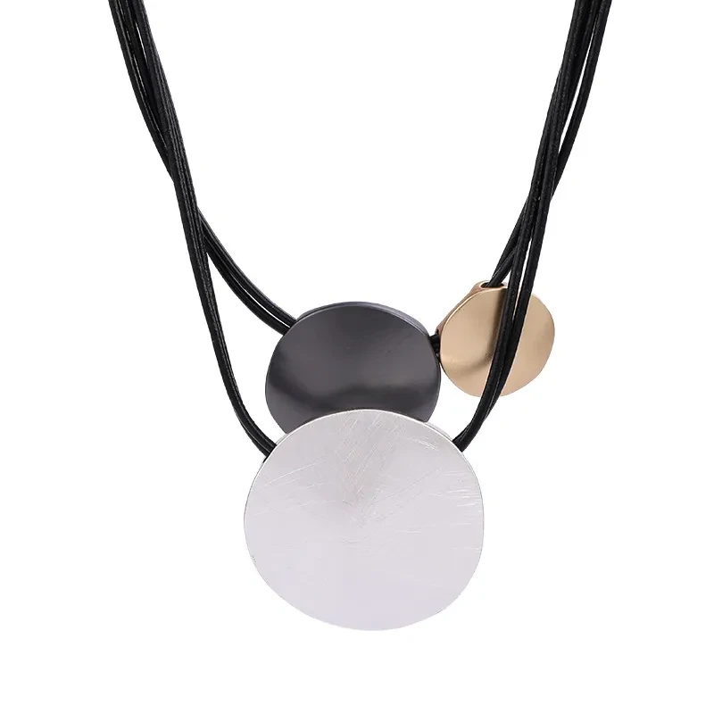Trend Round Pendant Geometric Alloy Choker