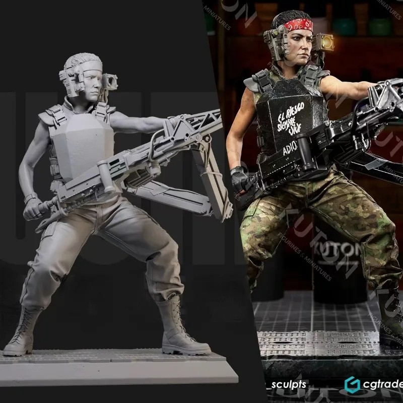 1/24 Scale Resin Figure Assembly Model Kit Female Special Forces Fantasy Diorama Toy