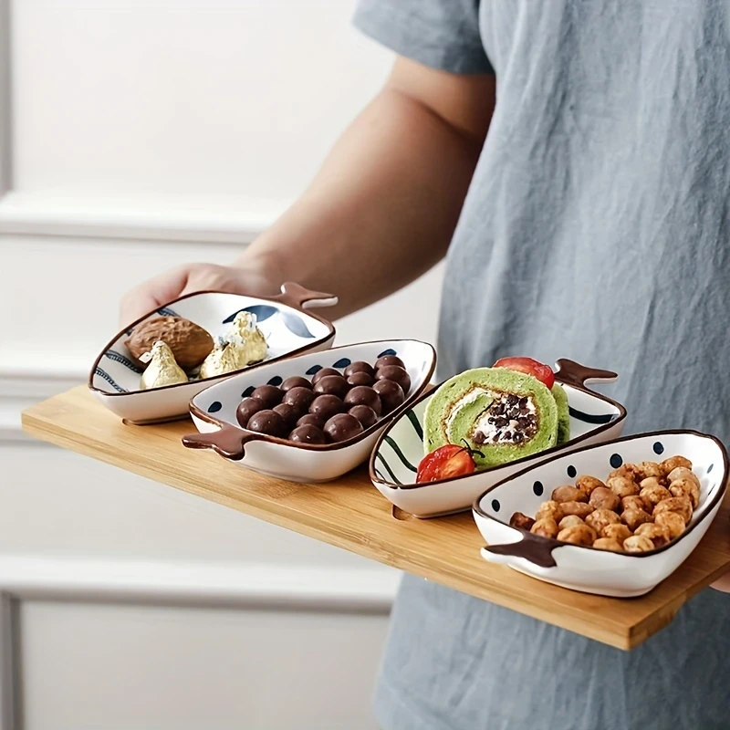 Japanese Hand-Painted Ceramic Sushi Snack Plate