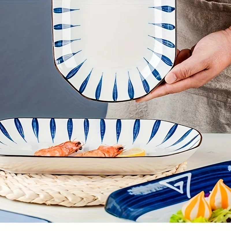 2-Piece Set - Rectangular Ceramic Fish Plates