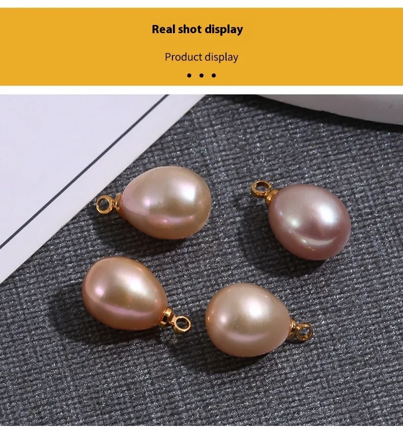 Natural Freshwater Pearl Half Hole Bead Strong Light Rice-shaped Pearl Pendant Parts