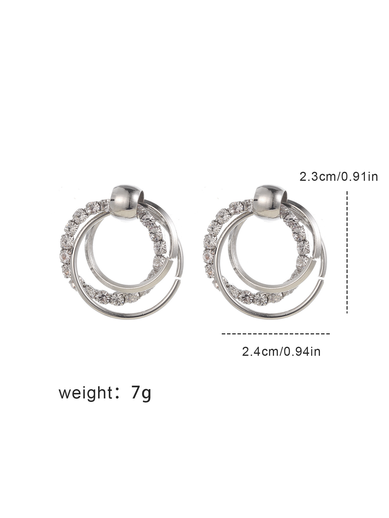 Fashion All-match Diamond Circle Ear Studs