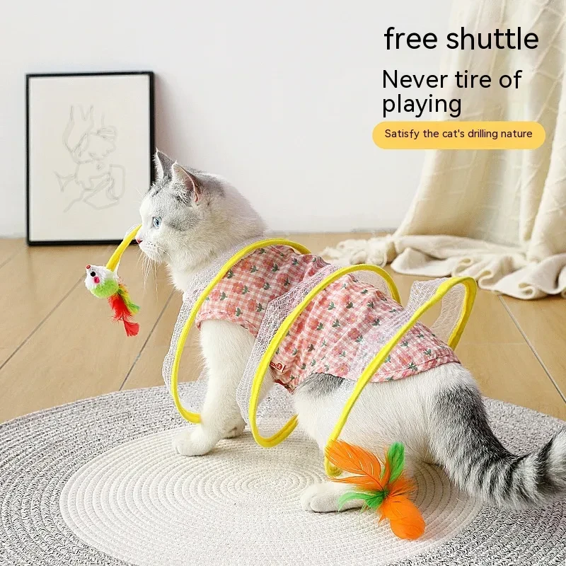 Folded Cat Tunnel S Type Cats Tunnel Spring Toy Cat Supplies