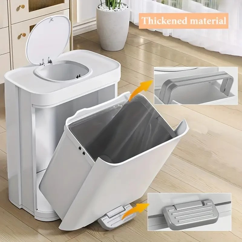 Foot Pedal Trash Can - 8.8L2.3Gal Space-Saving Waste Bin with Secure Lid