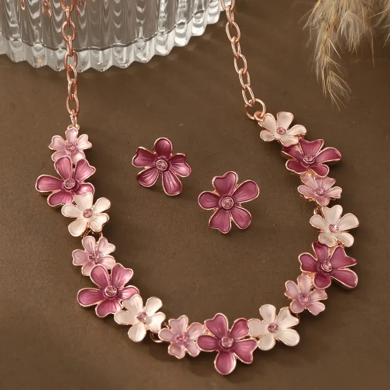 A Jewelry Set for Women Featuring a Pair of Earrings And a Necklace
