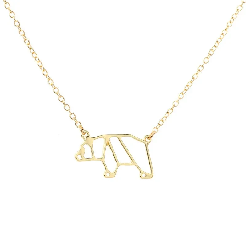 Geometric Polar Bear Outline Panda Bear Animal Necklace