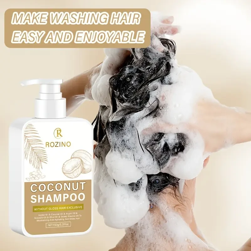 ROZINO white flat bottle coconut oil shampoo
