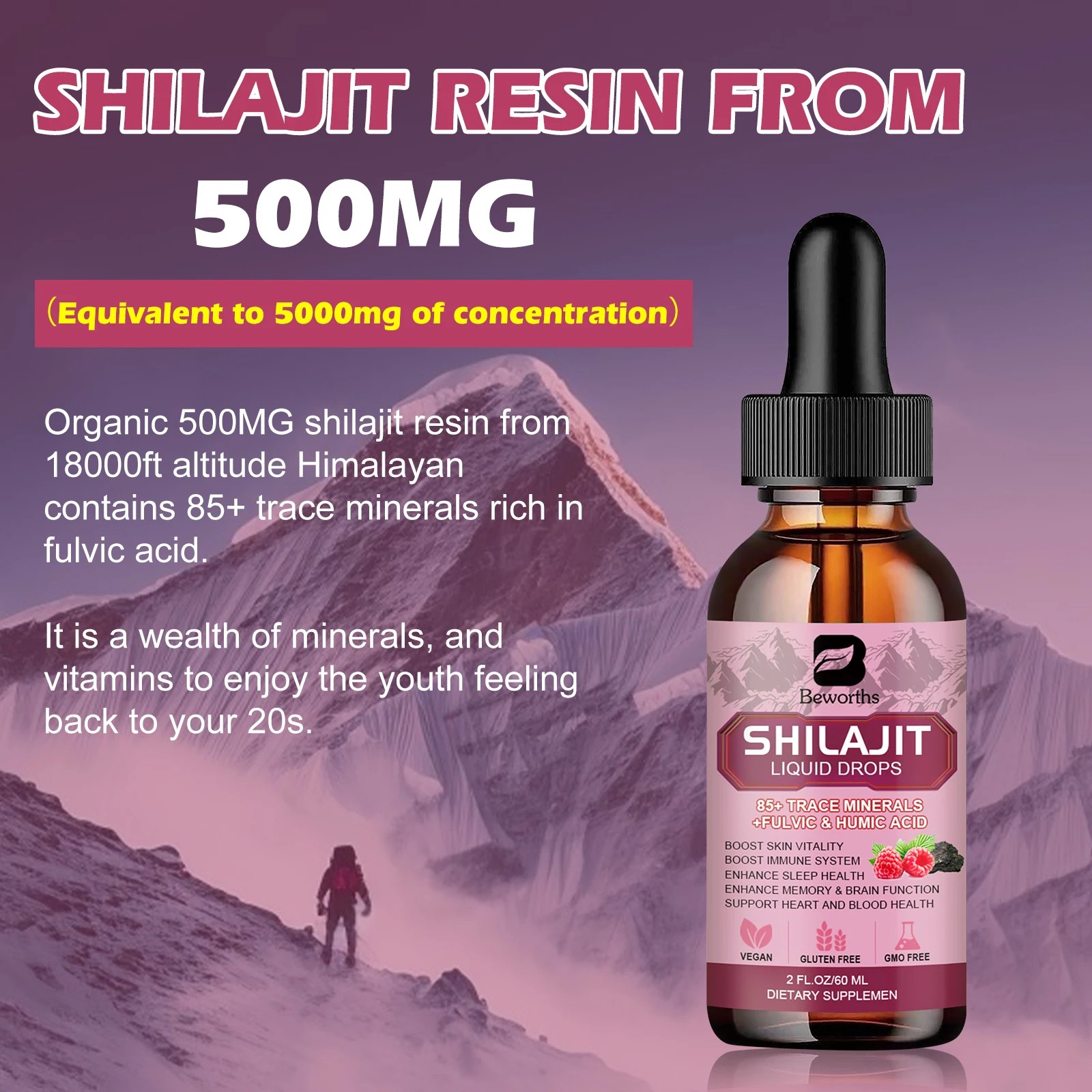Beworths Ashwagandha & Shilajit Complex Liquid Drop