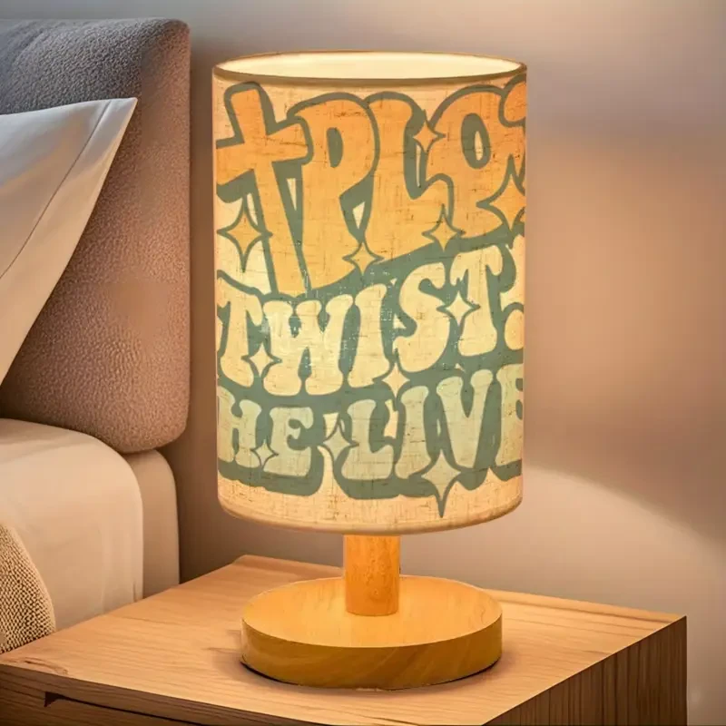 Modern USB-Powered Inspirational Table Lamp PLAN TURN HEAL Design with Tri-Color Lighting for Bedroom & Living Room