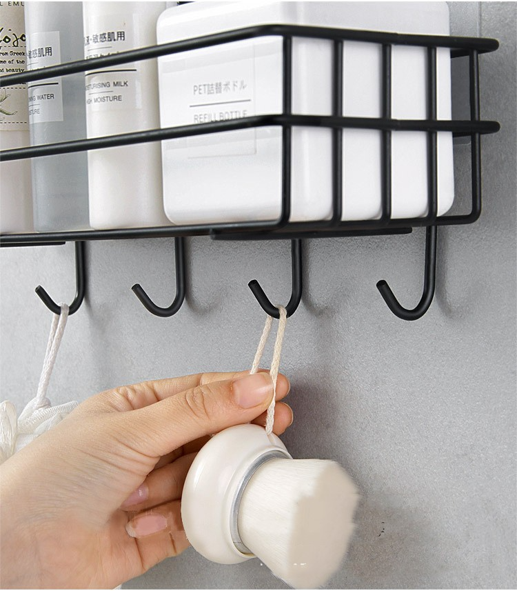 Bathroom Rack Black Wall-mounted Iron Bathroom Towel Rack