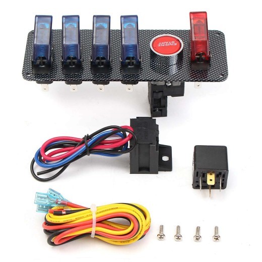 Carbon Fiber Panel 12V Racing Ignition 4 Blue