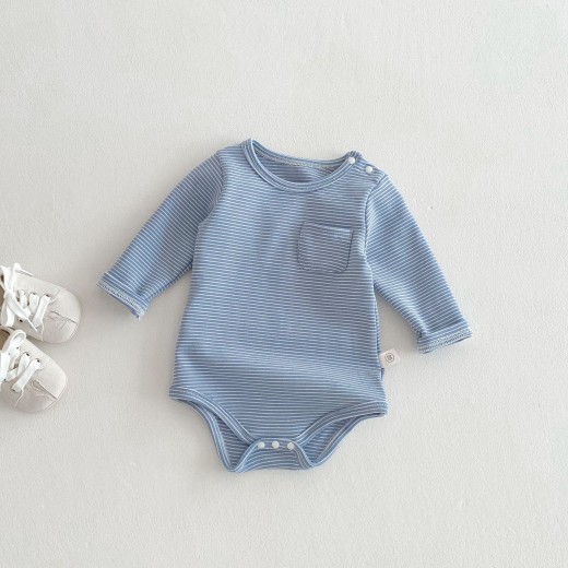 Striped Triangle Rompers Male And Female Baby Long Sleeve Jumpsuit