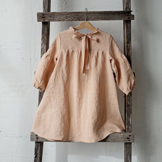 Long Sleeve Wooden Ear Collar Back Bandage Design Sense Children's Doll Skirt