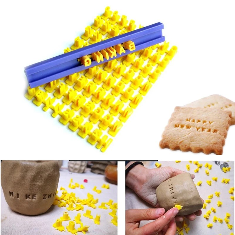 Number Alphabet Stamps DIY Press Print Set - Name on Ceramic Pottery, Soap, Candle, Cookie Stamps Tools, Letter Clay Stamp Embosser Set