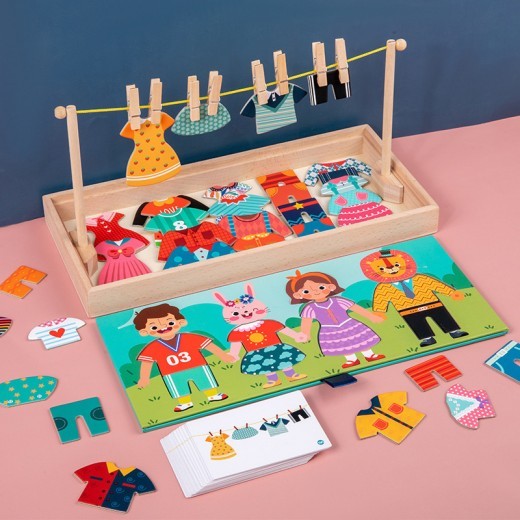 Children's Early Education Perception Puzzle Wooden Variety Hang The Clothes Dressing Educational Toys