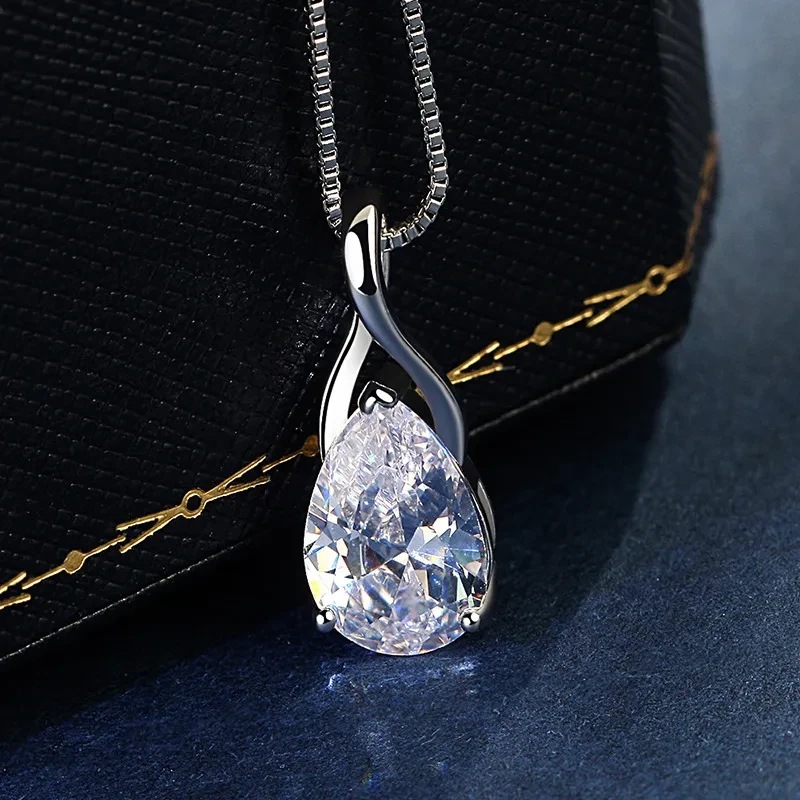 Clavicle Necklace Diamond Angel Tears Drop Pendant Silver Plated Jewelry