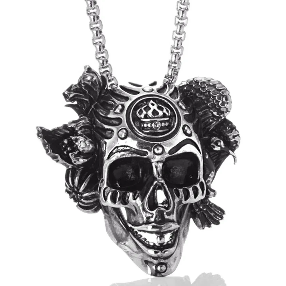 Vintage Titanium Steel Crown Skull Pendant