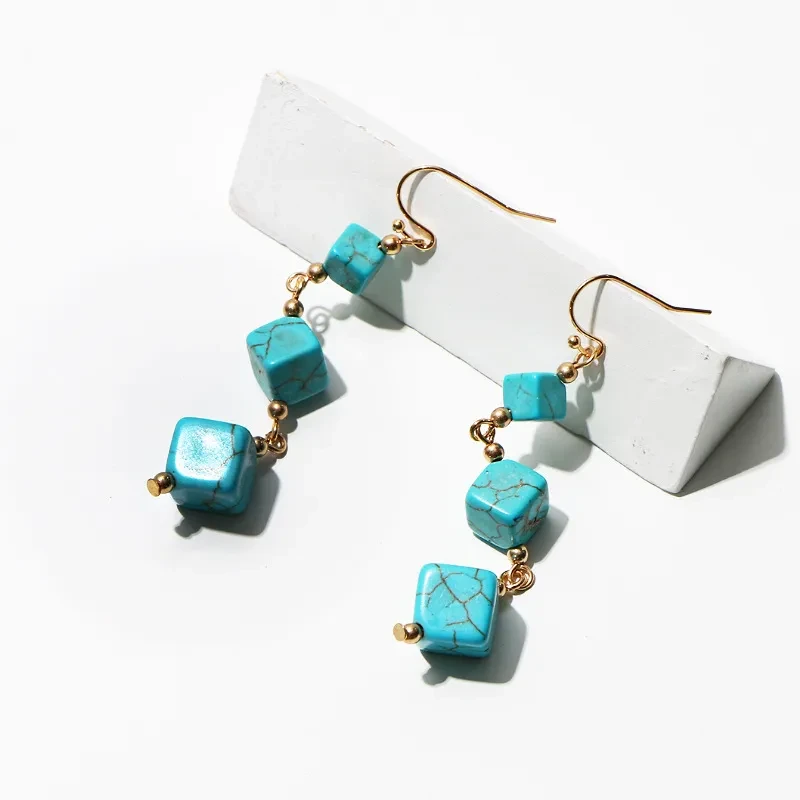 European And American Retro Geometric Square Women's Large Earrings