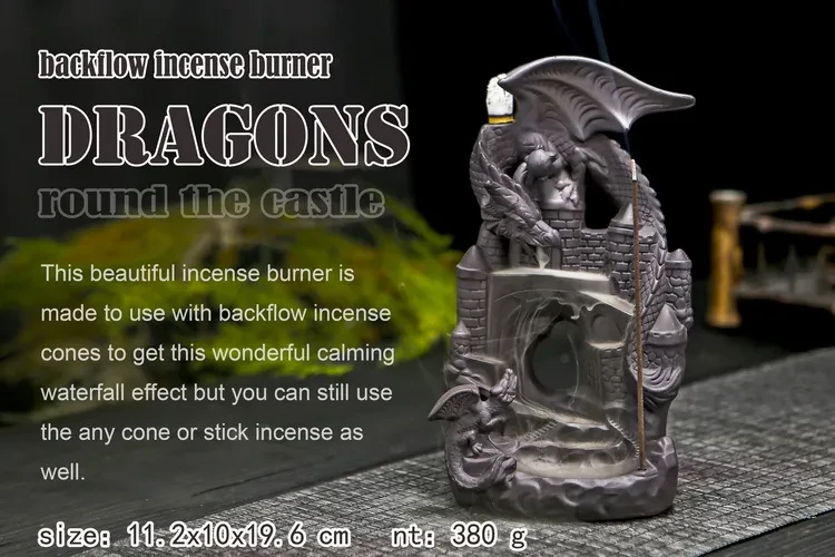 Double Dinosaur Castle Spit Fog Incense Backflow Incense Burner