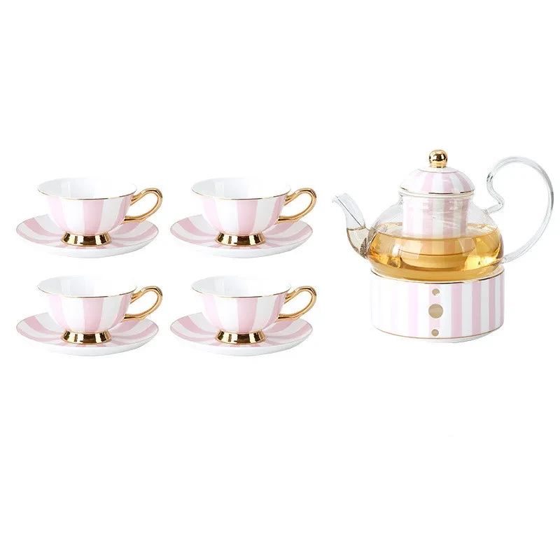 Bone China Coffee Cup Afternoon Tea Red Tea Cup Saucer Glass Water Stove Base