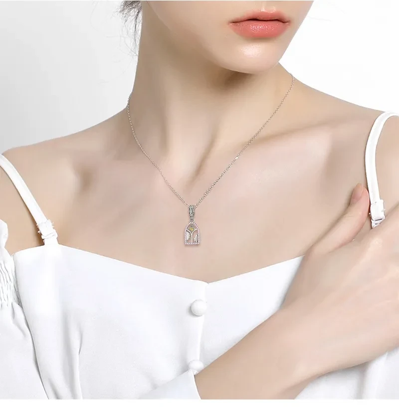 Looking At Each Other Affectionately S925 Sterling Silver Valentine's Day Pendant Necklace Bracelet Accessories Pendant