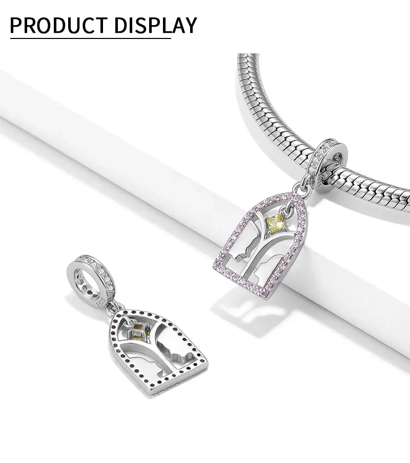 Looking At Each Other Affectionately S925 Sterling Silver Valentine's Day Pendant Necklace Bracelet Accessories Pendant