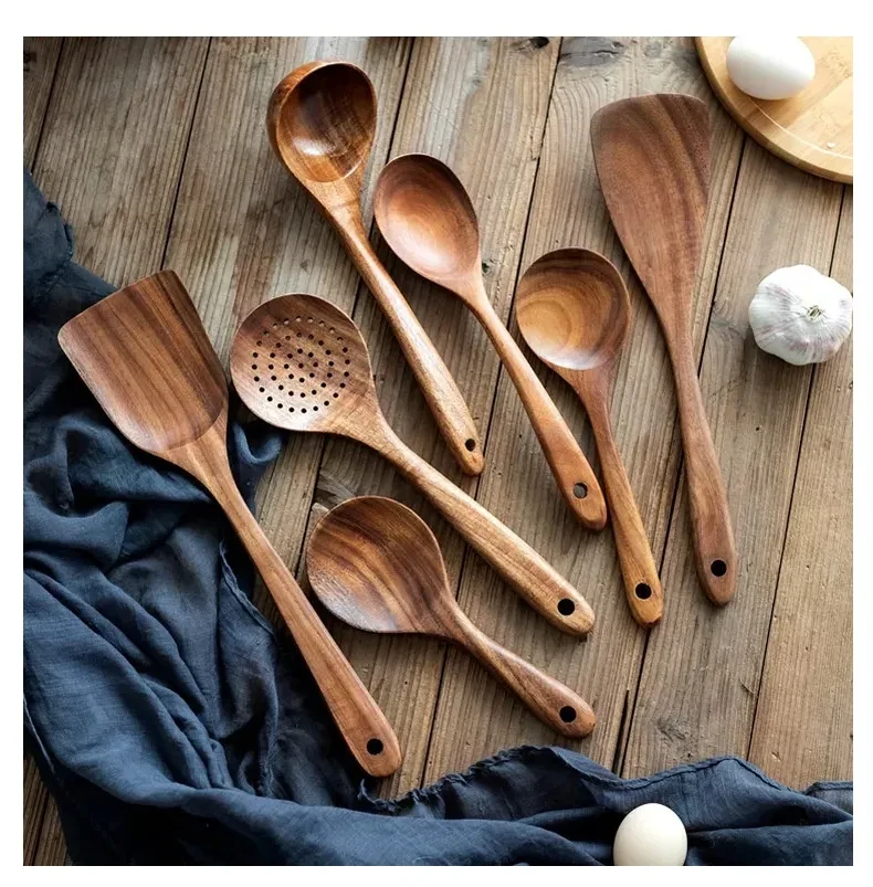 Wooden Non-stick Pan Kitchenware Wooden Turner Long Handle Spatula Kitchen Tools