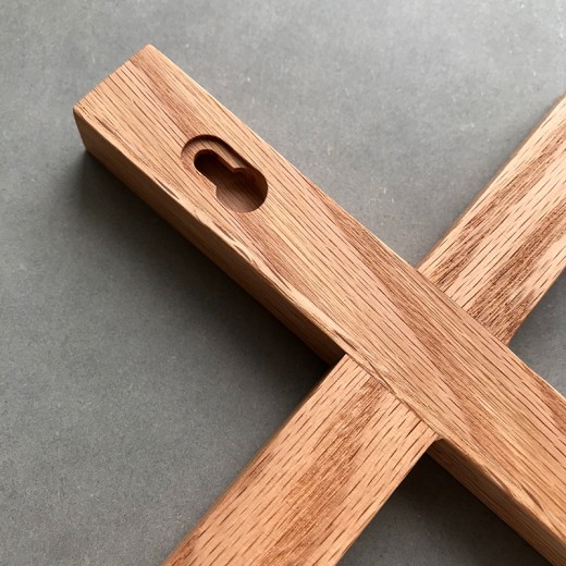Oak Inlaid Lens Cross Wall Decoration