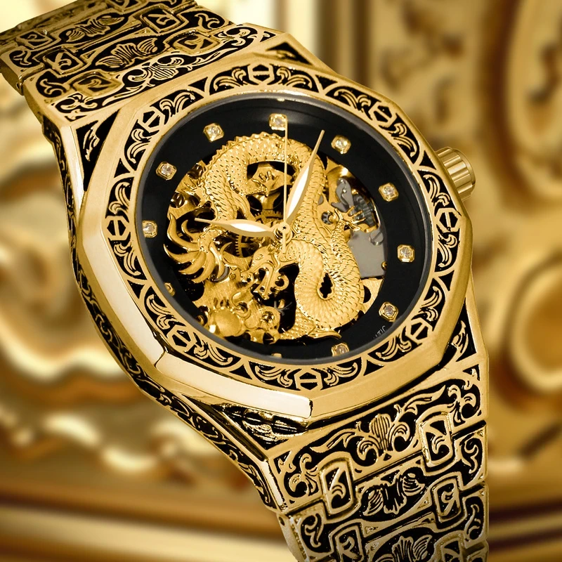 Youth Men's Golden Steel Band Business Style  Watch
