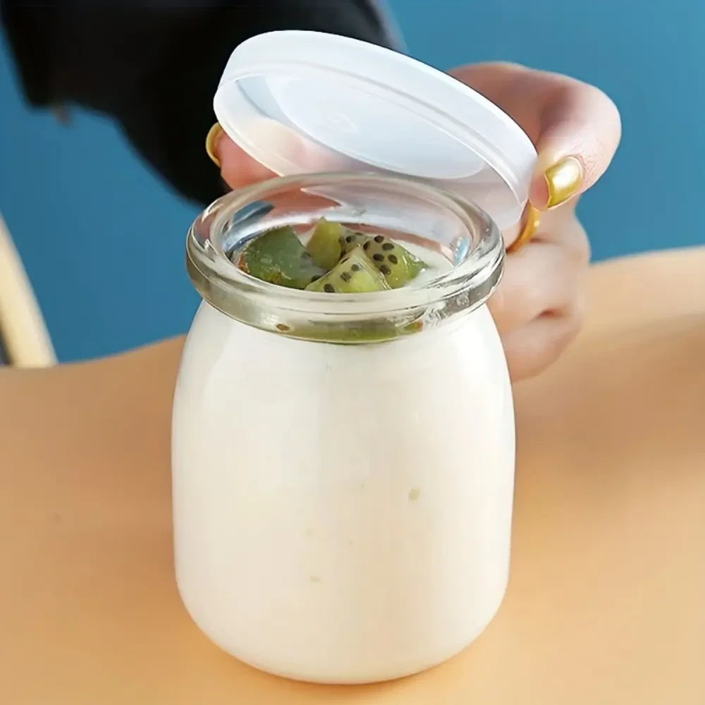 10pcs Reusable Glass Yogurt Containers Heat Resistant, Durable, Ideal for Healthy Snacking & Meal Prep, Includes Colorful Parfait Jars