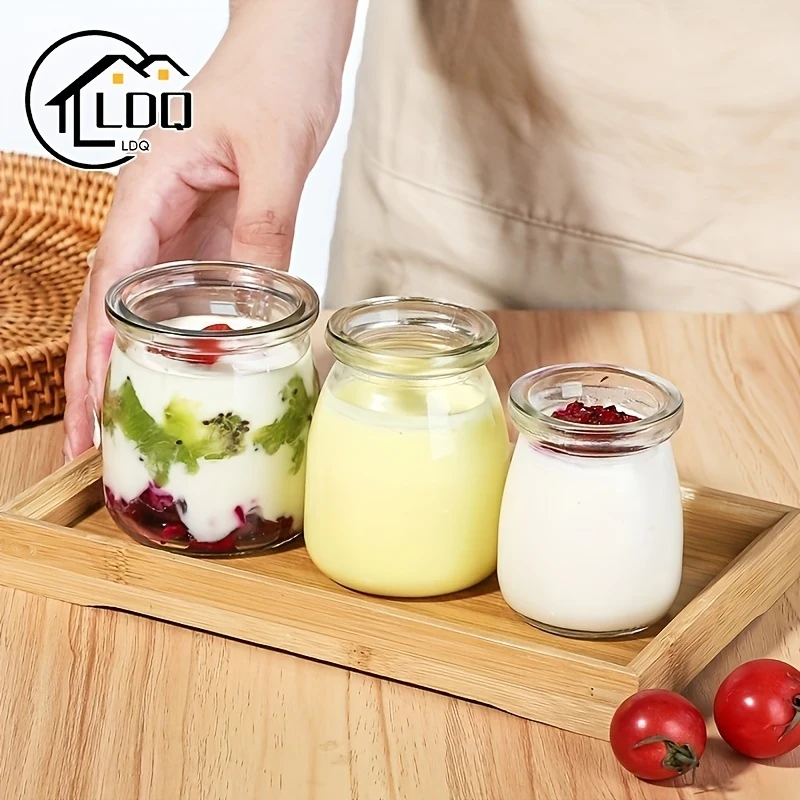 10pcs Reusable Glass Yogurt Containers Heat Resistant, Durable, Ideal for Healthy Snacking & Meal Prep, Includes Colorful Parfait Jars