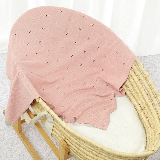 Baby Boys' And Girls' Knitted Solid Color Hollow-out Dot Quilt Quilt