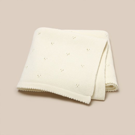 Baby Boys' And Girls' Knitted Solid Color Hollow-out Dot Quilt Quilt