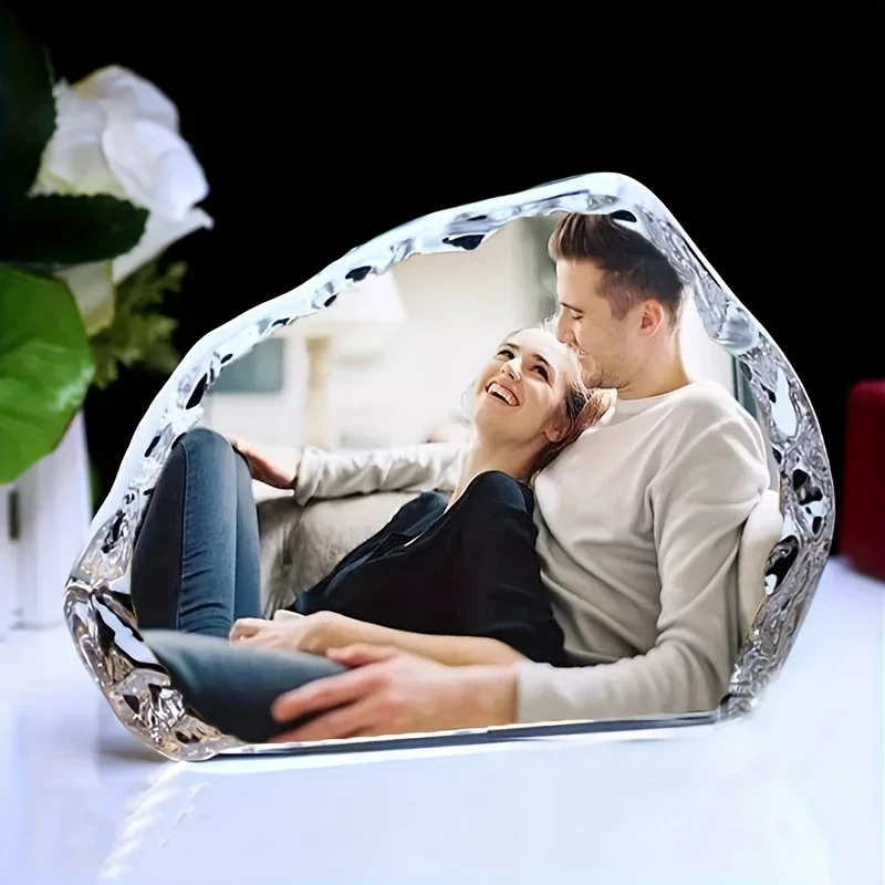 Personalized Glass Photo Frame Decoration  Customizable Photo Frame for Bedroom, Living Room, Office Home Dcor, Ideal Gift for Friends, Family, Wife, Valentines Day, Thanksgiving, Christmas, Mothers Day, Fathers Day, Souvenir, Party Gift