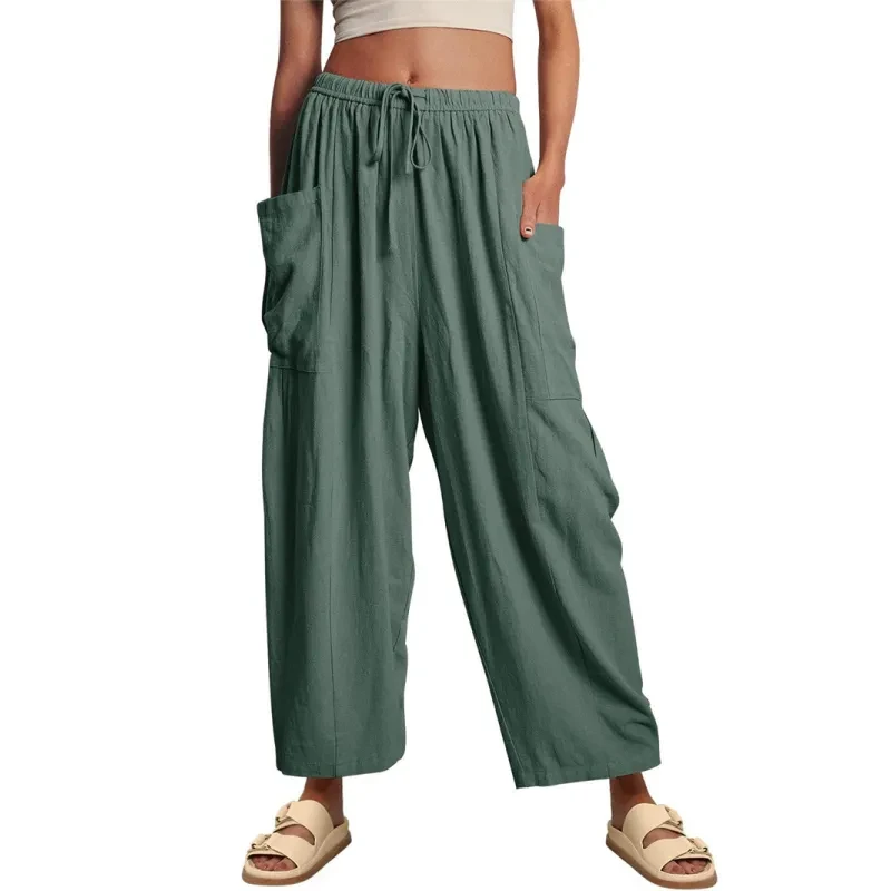 Summer Wide Leg Pleated Pants Women's Clothing