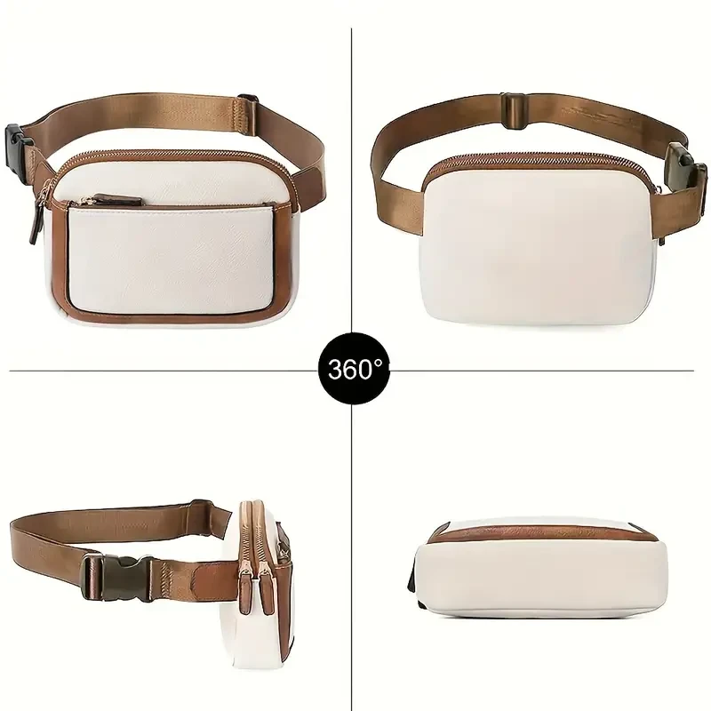 Stylish PU Leather Crossbody Waist Bag - Durable & Ultra-Lightweight with Quick-Adjust Strap for Outdoor Sports, Fitness, Hiking, Running, and Travel