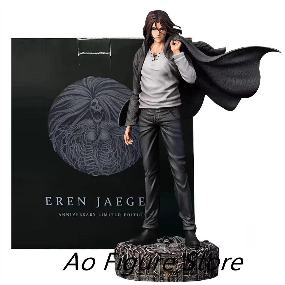 28CM Anime Figure Attack On Titan - Eren Jaeger Figure with Interchangeable Head and Dress Up Suit