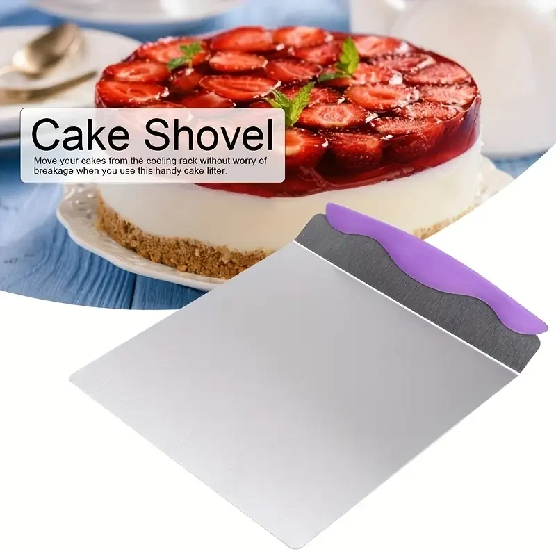 1pc Cake Safe Lifter, Stainless Steel Pizza Transfer Shovel, Square Cake Tray, Moving Plate Tool Essential Kitchen Gadget for Precision and Ease